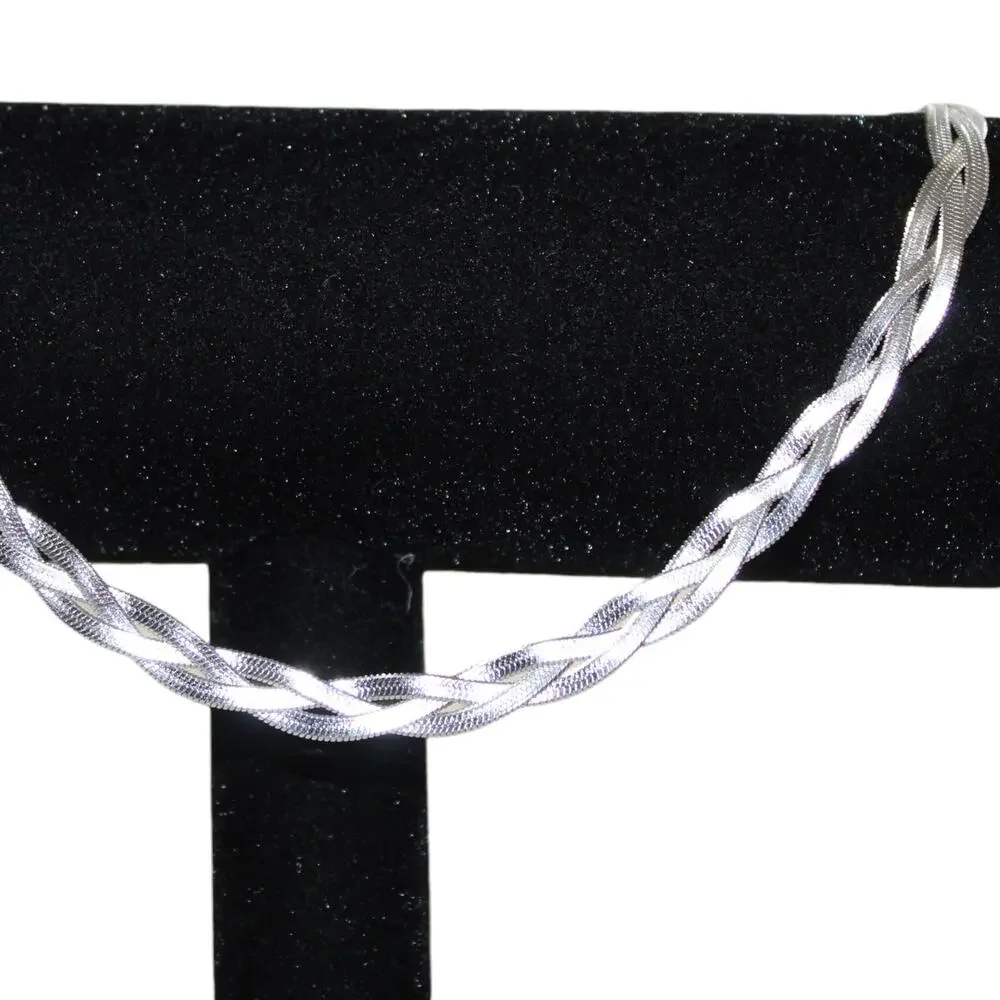 Braided Silver Tone Choker Necklace - Picture 2 of 3
